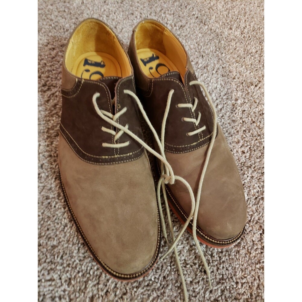 Men's 1901 Suede Oxford Two-Tone Brown Casual Dress Shoes - Size 12M